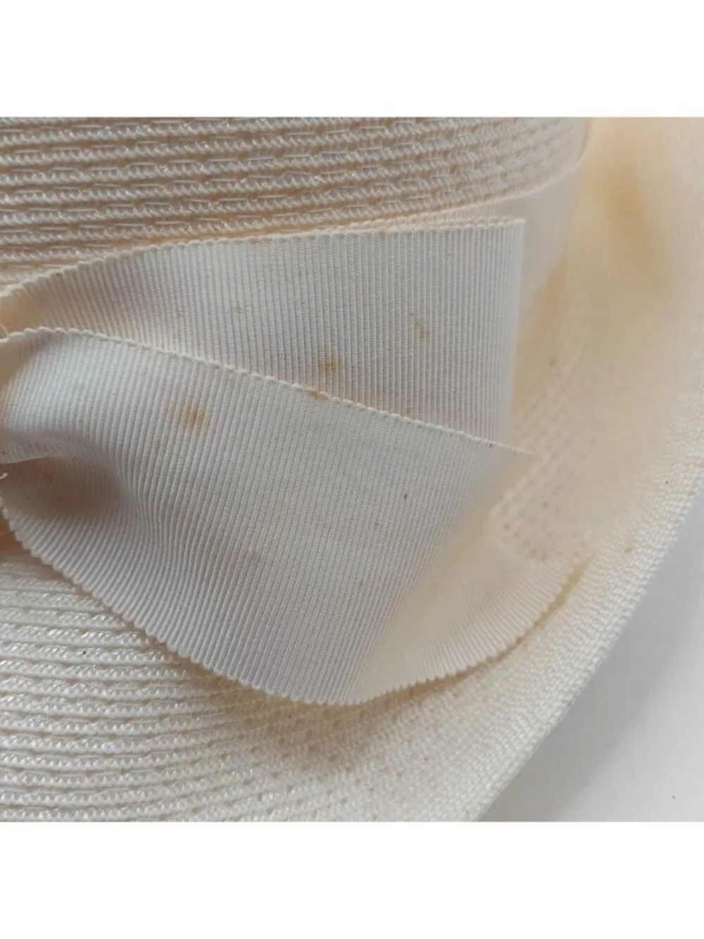 Union Made Jute Hat Beige W/ Bow USA Summer Lightweight Vintage MCM Cottagecore